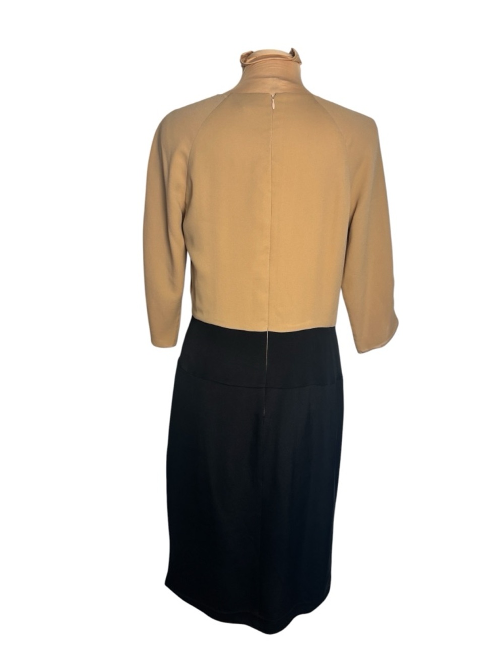 Tibi Colorblock Pleated Dress Size 6 Neutral Minimalist Designer Midi Dress - Picture 5 of 10